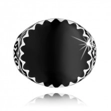 Prsteň zo striebra 925, čierne zdobenie, cik cak vzor a ornamenty