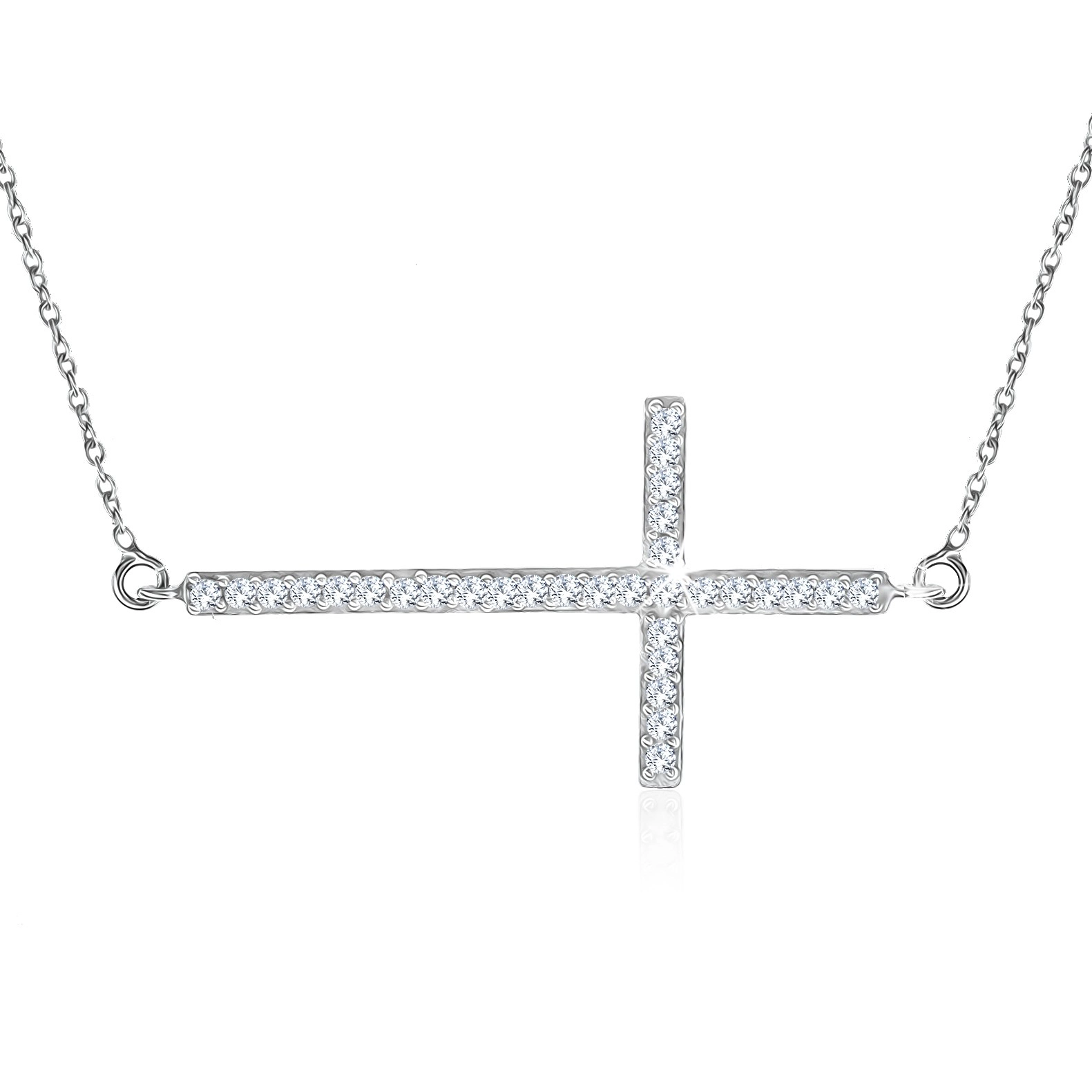E-shop Šperky Eshop - Náhrdelník zo striebra 925 - číry zirkónový kríž na jemnej retiazke SP44.14