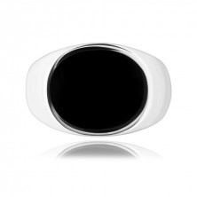 Prsteň zo striebra 925 - ovál z čiernej glazúry, zrkadlový lesk