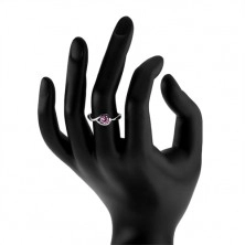 Strieborný zásnubný prsteň 925, okrúhly ružový zirkón, zatočené ramená