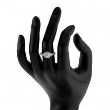 Strieborný zásnubný prsteň 925, číre zirkónové slnko, ligotavé kamienky