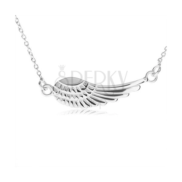 Strieborný náhrdelník 925, prívesok - anjelské krídlo s gravírovaním