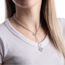 Strieborný náhrdelník 925, ploché súmerné srdce s nápisom - želania