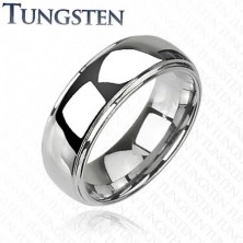 Tungstenový - Wolfrámový prsteň lesklý s vyvýšeným stredom