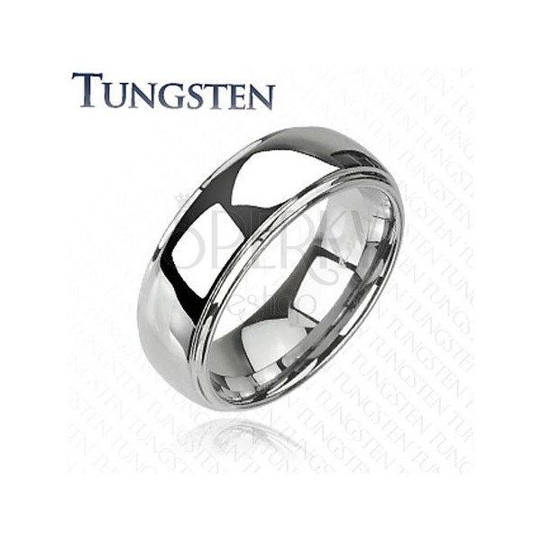 Tungstenový - Wolfrámový prsteň lesklý s vyvýšeným stredom