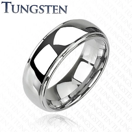 Tungstenový - Wolfrámový prsteň lesklý s vyvýšeným stredom - Veľkosť: 66 mm
