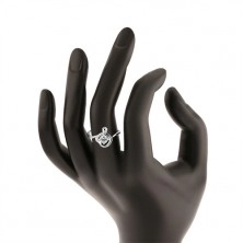 Zásnubný prsteň zo striebra 925, okrúhly číry zirkón v obryse zvlneného srdca
