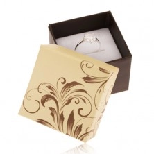 Darčeková krabička na prsteň - motív popínavých listov, žlto-hnedá kombinácia