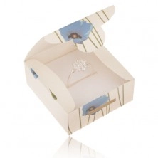 Papierová krabička na prsteň alebo náušnice, krémová farba, modrý mak