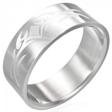 Lesklý oceľový prsteň s matným symbolom