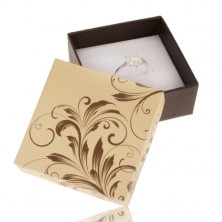 Krabička na prsteň a náušnice, krémovo-hnedá farba, kvetinové ornamenty