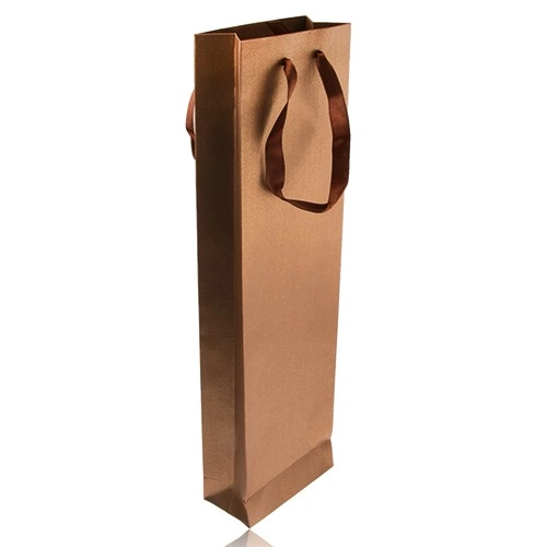 E-shop Šperky Eshop - Podlhovastá taška na darček bronzovej farby, trblietky, hnedé stužky Y32.19