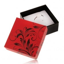 Nižšia červeno-čierna krabička na prsteň alebo náušnice, ornamenty