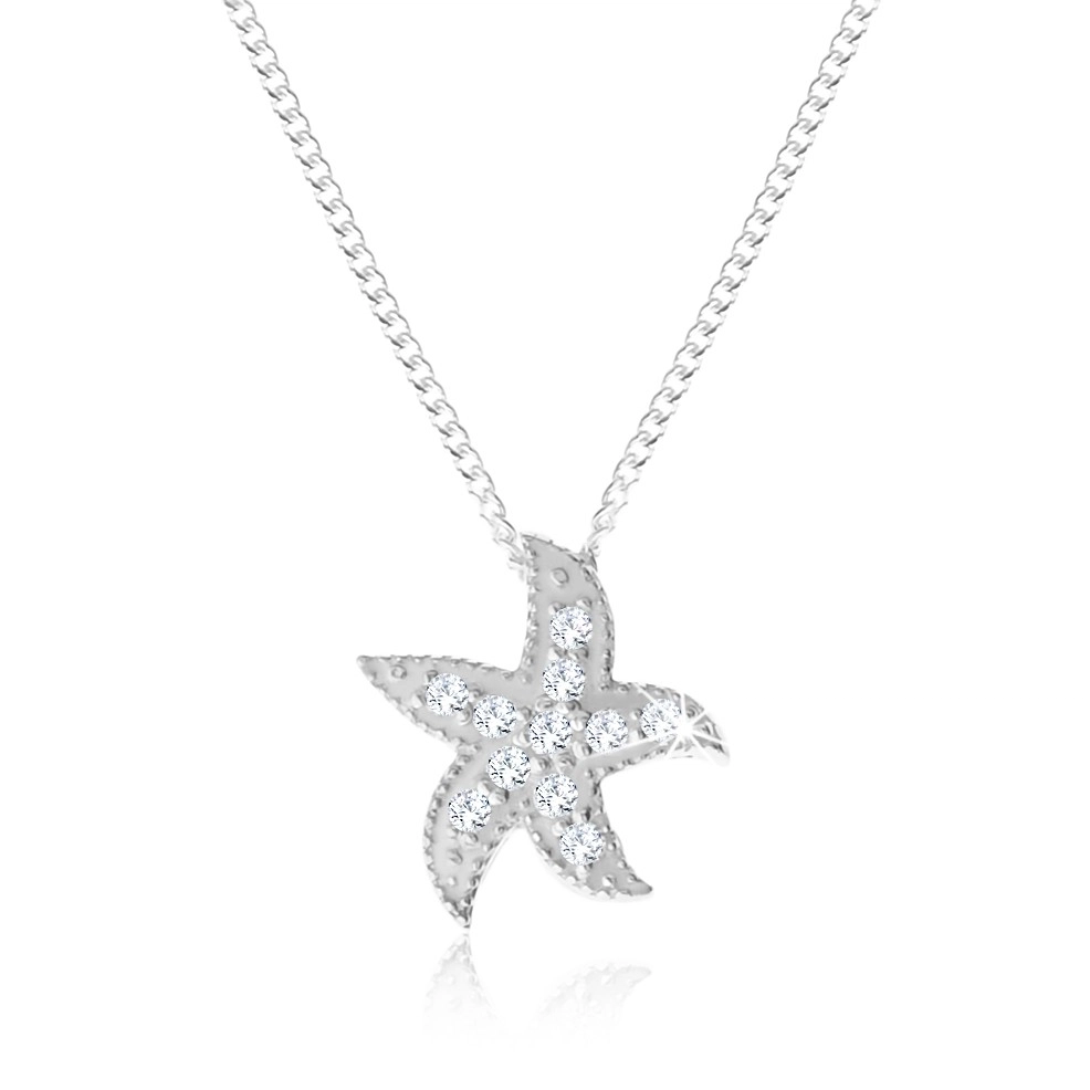 Strieborný náhrdelník 925, morská hviezdica zdobená malými okrúhlymi zirkónmi