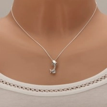 Strieborný náhrdelník 925, lesklý malý delfín, brúsený zirkón čírej farby