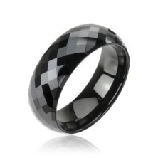 Tungstenový - Wolfrámový prsteň čierny vzor disco