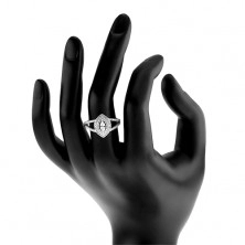 Strieborný prsteň 925, číry zrnkový zirkón s dvojitým lemom