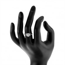 Strieborný 925 prsteň, číre zirkónové srdiečko, trblietavý obrys