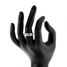 Strieborný 925 prsteň - nápis "I LOVE YOU", pásy čírych zirkónov