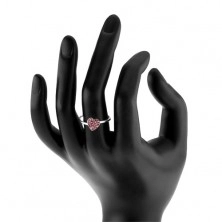 Strieborný prsteň 925 so svetloružovým zirkónovým srdcom