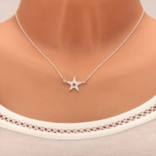 Strieborný 925 náhrdelník, päťcípa zirkónová hviezda s výrezom
