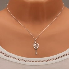 Strieborný náhrdelník 925, retiazka s príveskom, lesklý kľúčik