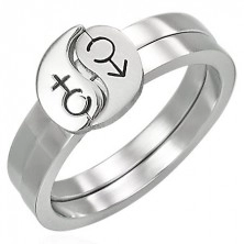 Oceľový prsteň zdvojený - znak muža a ženy