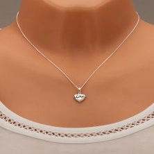 Nastaviteľný náhrdelník, srdiečko s nápisom "Love", striebro 925