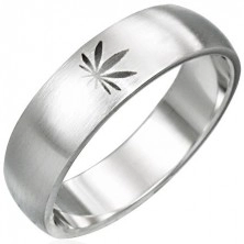 Oceľový prsteň motív marihuana