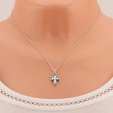 Strieborný 925 náhrdelník, retiazka s príveskom, latinský kríž zdobený zirkónmi