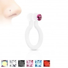 Fake piercing do nosa z Bioflexu, trblietavý zirkónik, rôzne farby