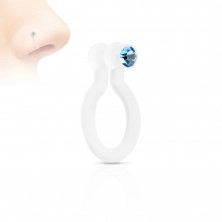 Fake piercing do nosa z Bioflexu, trblietavý zirkónik, rôzne farby