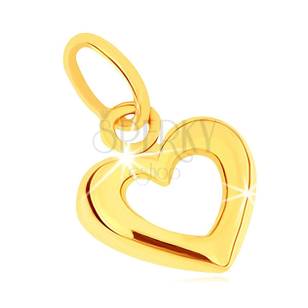 Zlatý prívesok 375 - širšia zaoblená kontúra súmerného srdca, vysoký lesk