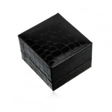 Darčeková krabička na prsteň alebo náušnice, čierna farba, krokodílí vzor