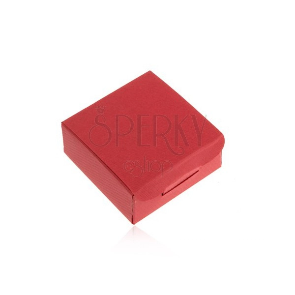 Darčeková krabička na prsteň a náušnice, červená farba, šikmé ryhy