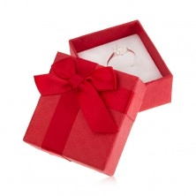 Darčeková krabička na prsteň, červená farba, mašlička, ozdobný vzor