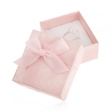 Darčeková krabička na prsteň, ružová farba, lesklý povrch, mašlička