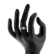 Zásnubný prsteň zo striebra 925, číry zrnkový zirkón, žiarivé lichobežníky