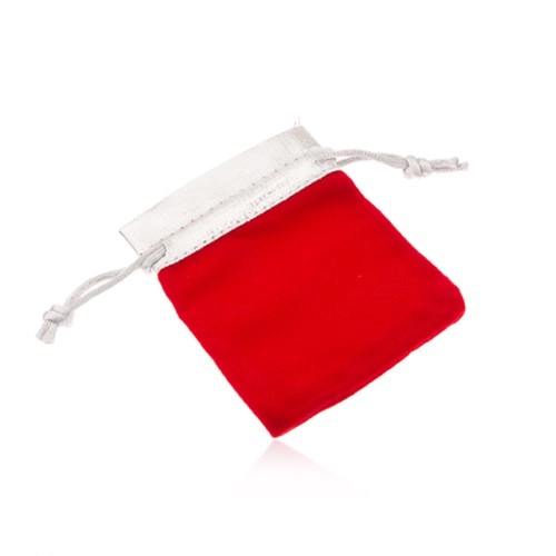 E-shop Šperky Eshop - Červené zamatové vrecúško na darček, vrchná časť v striebornom odtieni U24.6