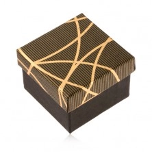 Darčeková krabička na prsteň a náušnice, čierno-zlatá farba, lesklé pásiky