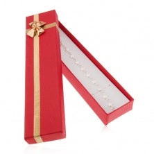 Darčeková krabička na hodinky a retiazku, červený odtieň, stužka, mašľa