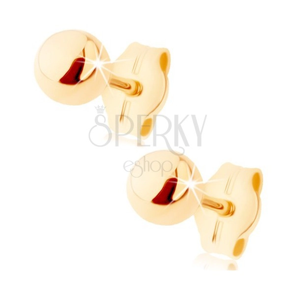 Zlaté náušnice 375 - malá lesklá gulička, puzetky