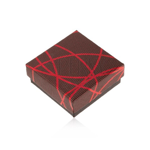 Darčeková krabička na šperk, čierno-červená, križujúce sa línie, prúžky