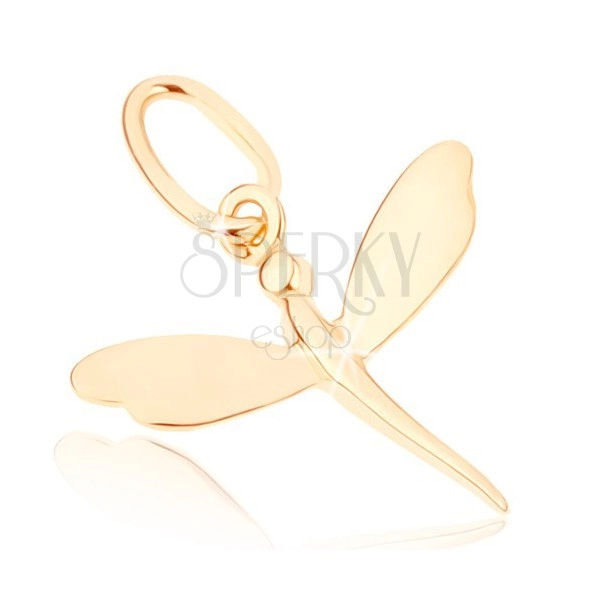 Zlatý prívesok 375 - malá ligotavá vážka so zrkadlovolesklými krídlami