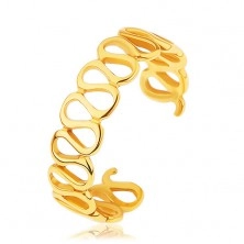 Rozťahovací strieborný prsteň 925, zlatá farba, lesklé prepojené slučky