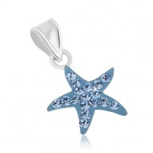 Prívesok zo striebra 925, trblietavá hviezdica s modrou glazúrou a zirkónmi