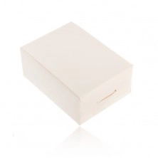 Krémová darčeková krabička na prsteň a náušnice alebo retiazku, zárezy