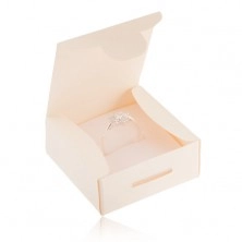 Papierová krabička na darček - prsteň, prívesok alebo náušnice, krémová farba