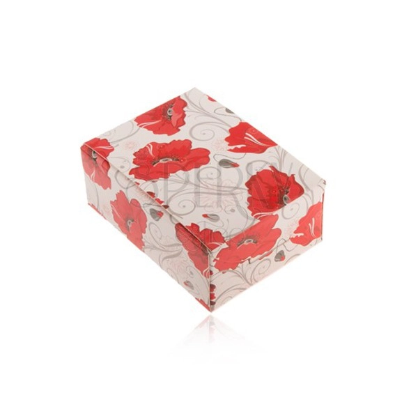 Darčeková krabička na prsteň a náušnice alebo retiazku, červené kvety