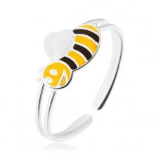 Strieborný 925 prsteň, usmievavá včelička, úzke dvojité ramená
